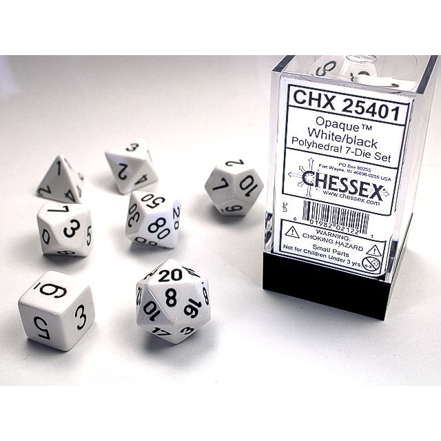 RPG Dice: Opaque White/Black (CHX25401)