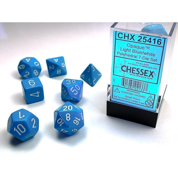 RPG Dice: Opaque Light Blue/White (CHX25416)