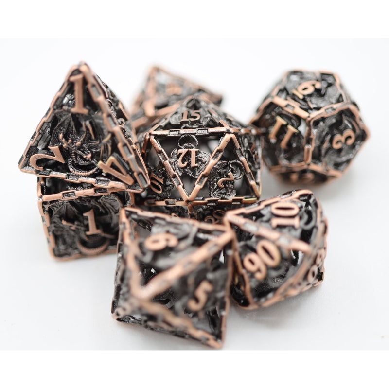 Hollow Copper Dragon Metal Dice Set