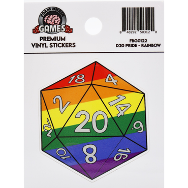 Pride Sticker: D20 (Rainbow Flag)