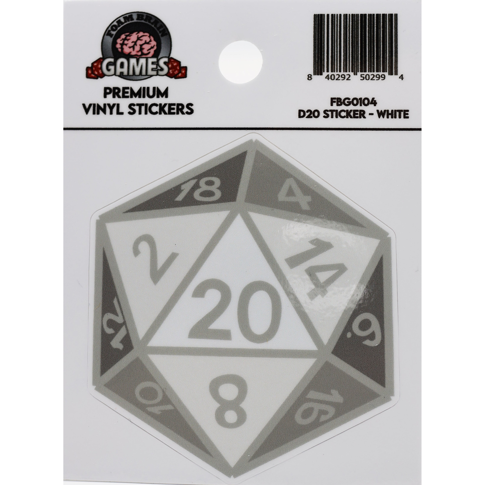 Foam Brain Stickers: D20 - White