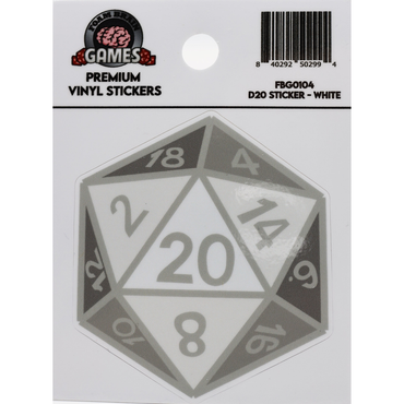 Foam Brain Stickers: D20 - White