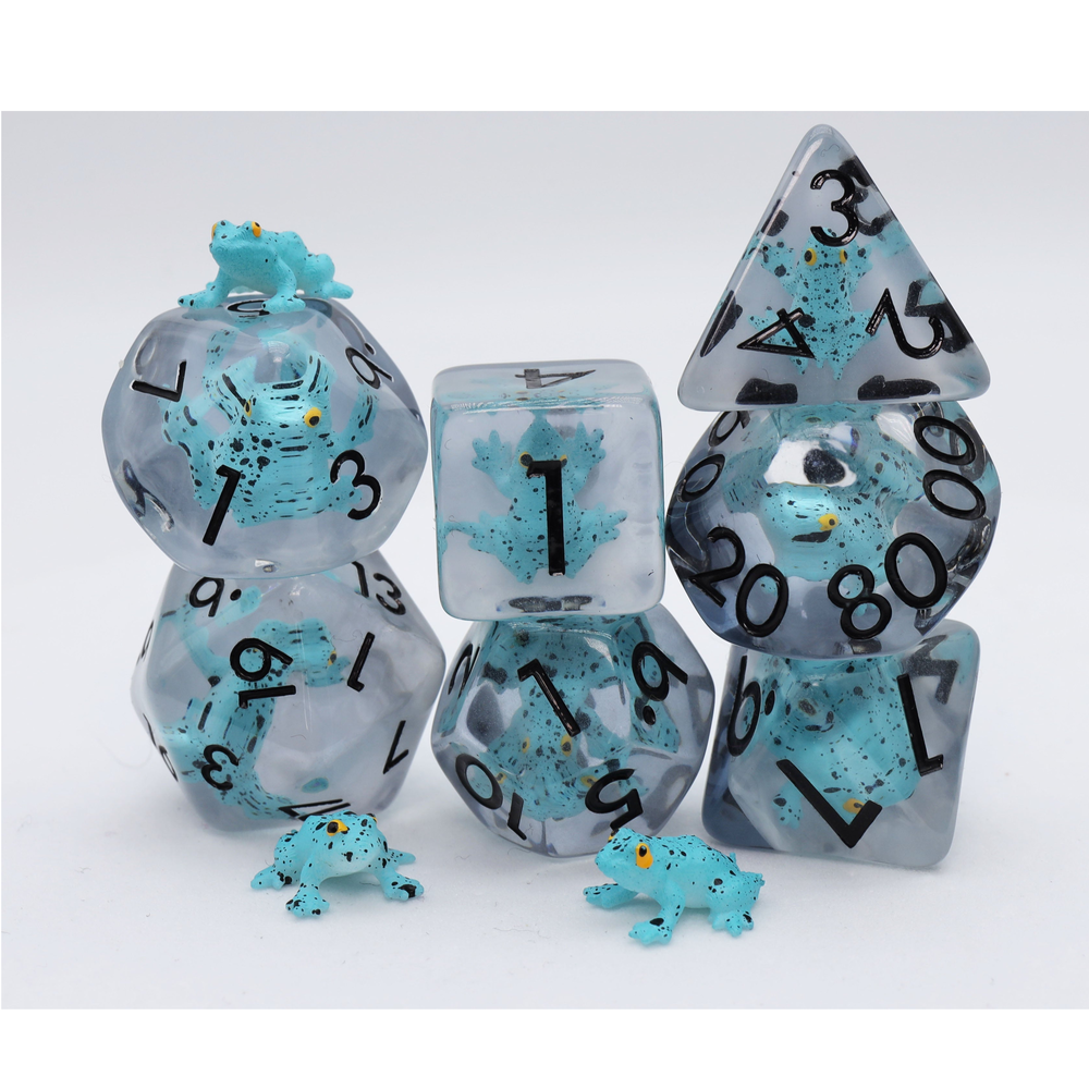 Blue Poison Frog RPG Dice Set