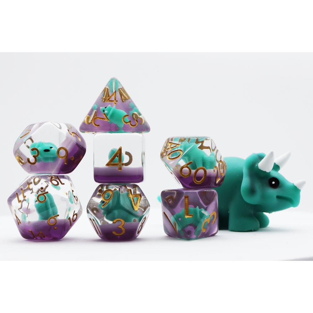 Green Triceratops RPG Dice Set