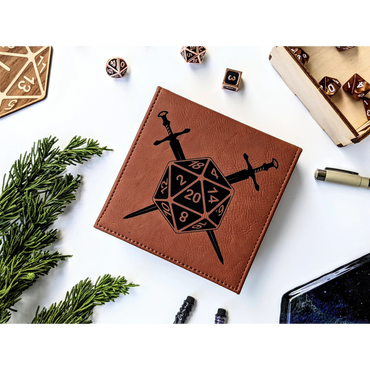 North to South Designs: D20 Swords Vegan Leather Dice Box