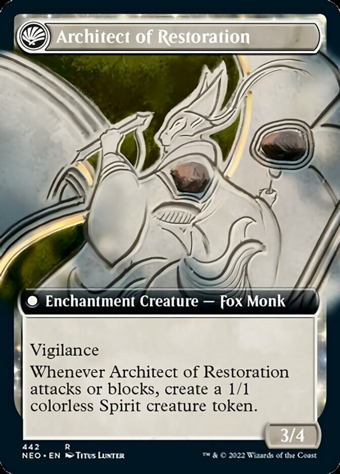 The Restoration of Eiganjo // Architect of Restoration (Extended) [Kamigawa: Neon Dynasty]