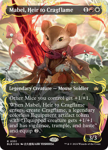 Mabel, Heir to Cragflame (Borderless) (Raised Foil) [Bloomburrow]