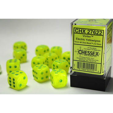 Vortex Electric Yellow with Green 16mm D6 Set (12)