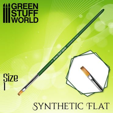 GSW: Brushes - GREEN SERIES Flat Synthetic (Size 1)
