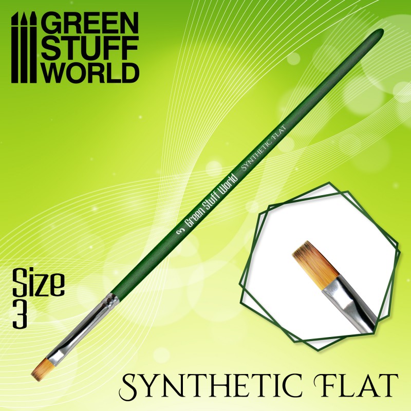 GSW: Brushes - GREEN SERIES Flat Synthetic (Size 3)
