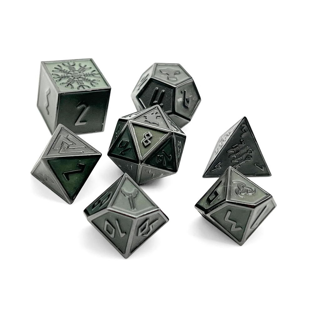 Metal RPG Dice: Norse Themed - Green Slime (Norse Foundry)