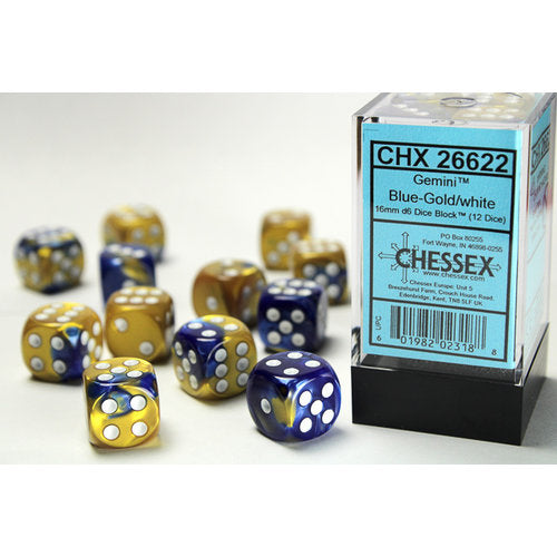 12D6 Set (16mm): Gemini Blue-Gold/White (CHX26622)