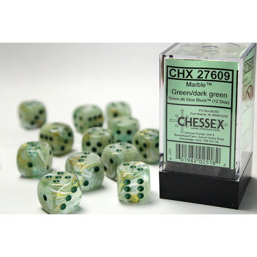 12D6 Set (16mm): Marble Green/Dark Green (CHX27609)