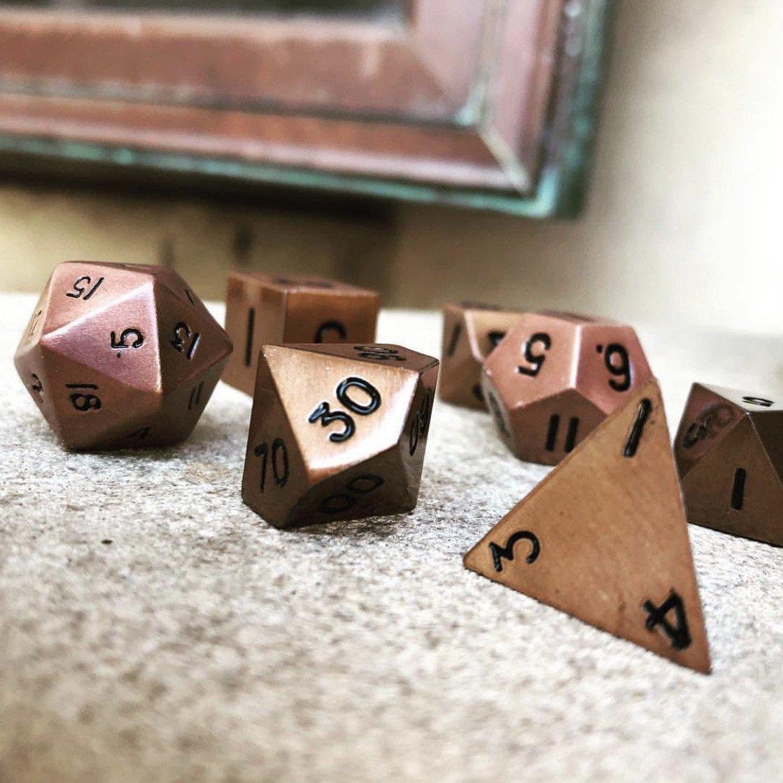 Gnomish Copper Metal Dice Set