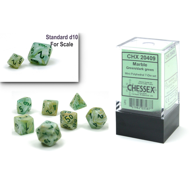Chessex Mini 7pc Marble Green/Dark Green