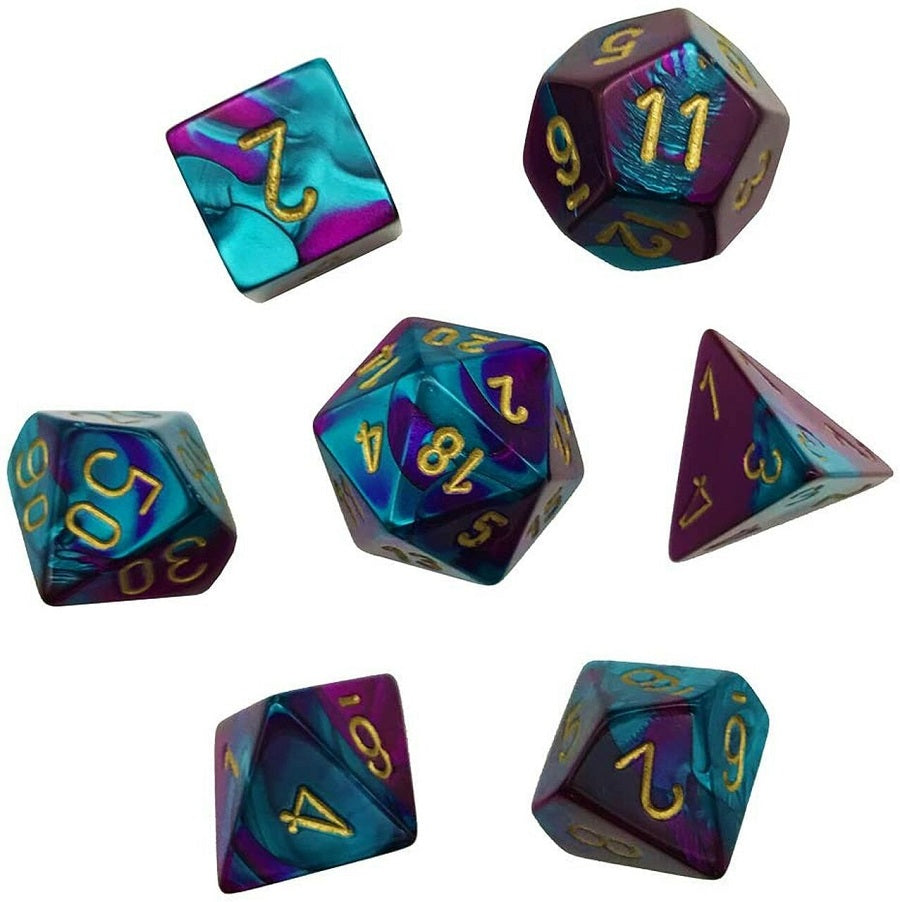 RPG Dice (Mini): Gemini Purple-Teal/Gold (CHX20649)