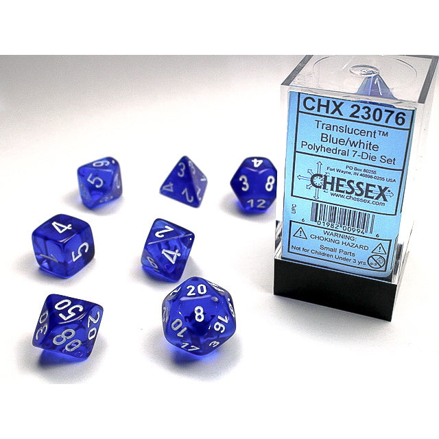 Translucent Blue with White 16mm RPG Set (7)
