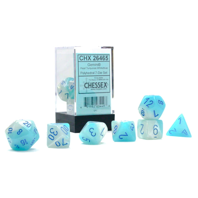 RPG Dice: Gemini Turquoise White/Blue (CHX26465)