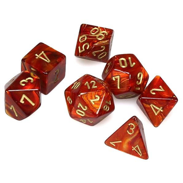 Mini Scarab Scarlet/Gold RPG Dice Set