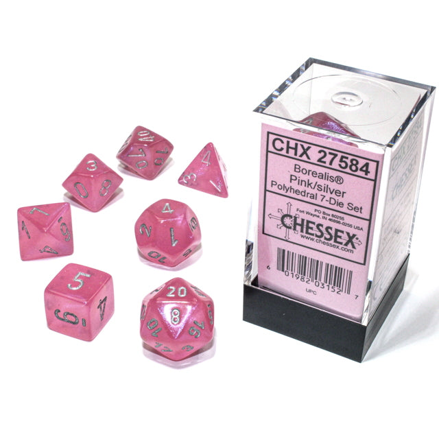 RPG Dice: Borealis Pink/Silver Luminary (CHX27584)