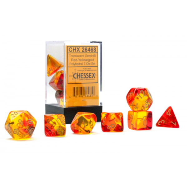 RPG Dice: Gemini Translucent Red-Yellow/Gold (CHX26468)