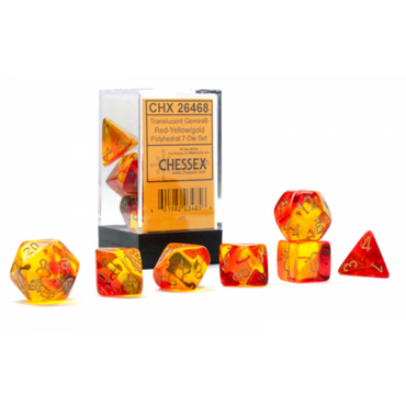 RPG Dice: Gemini Translucent Red-Yellow/Gold (CHX26468)