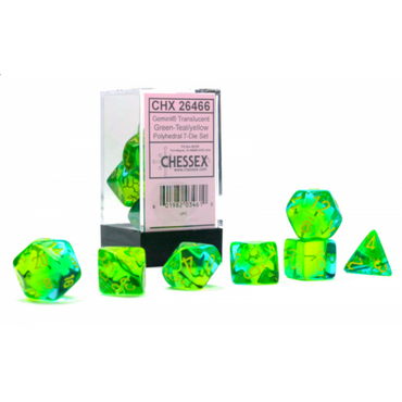 RPG Dice: Gemini Translucent Green-Teal/Yellow (CHX26466)