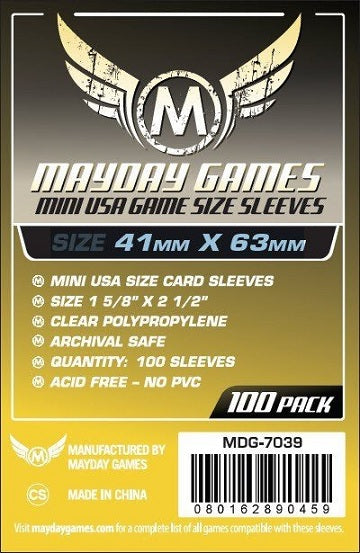Mayday Sleeves: Mini USA Board Game (41mm x 63mm / 100 Count) Mayday Sleeves: Mini USA Board Game (41mm x 63mm / 100 Count)