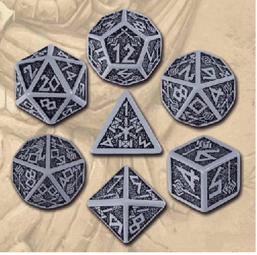 Dwarven Dice Gray & Black 7 Pc