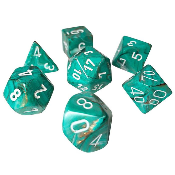 RPG Dice (Mini): Marble Oxi-Copper/White (CHX20403)