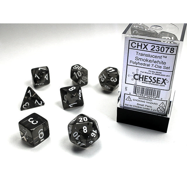 RPG Dice: Translucent Smoke/White (CHX23078)