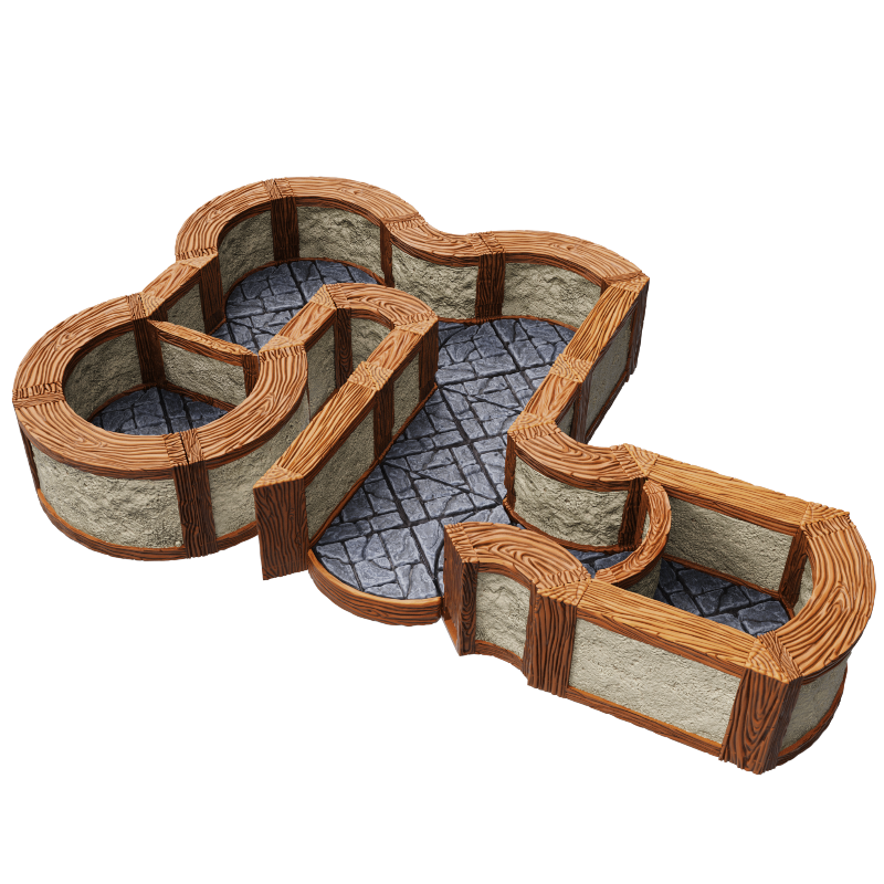 Warlock Dungeon Tiles: Town & Village 1" Angles/Curves Walls