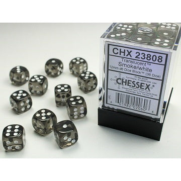 Transparent Smoke with White 12mm D6 Set (36)