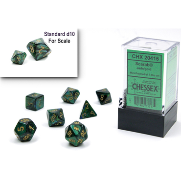 Chessex Mini 7pc Scarab Jade/Gold