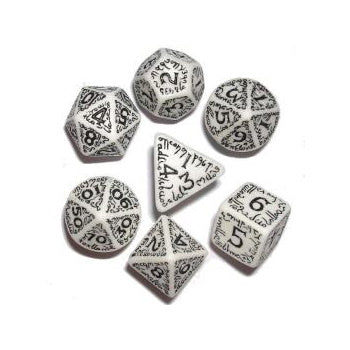 Elvish Dice White & Black 7Pc