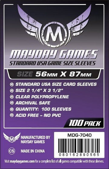 Mayday Sleeves: Standard USA Board Game (56mm x 87mm / 100 Count)