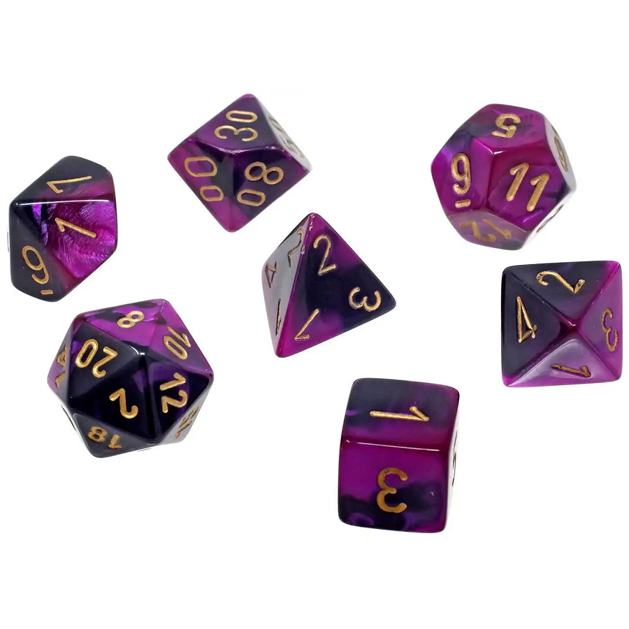 Mini Gemini Black/Purple RPG Dice Set