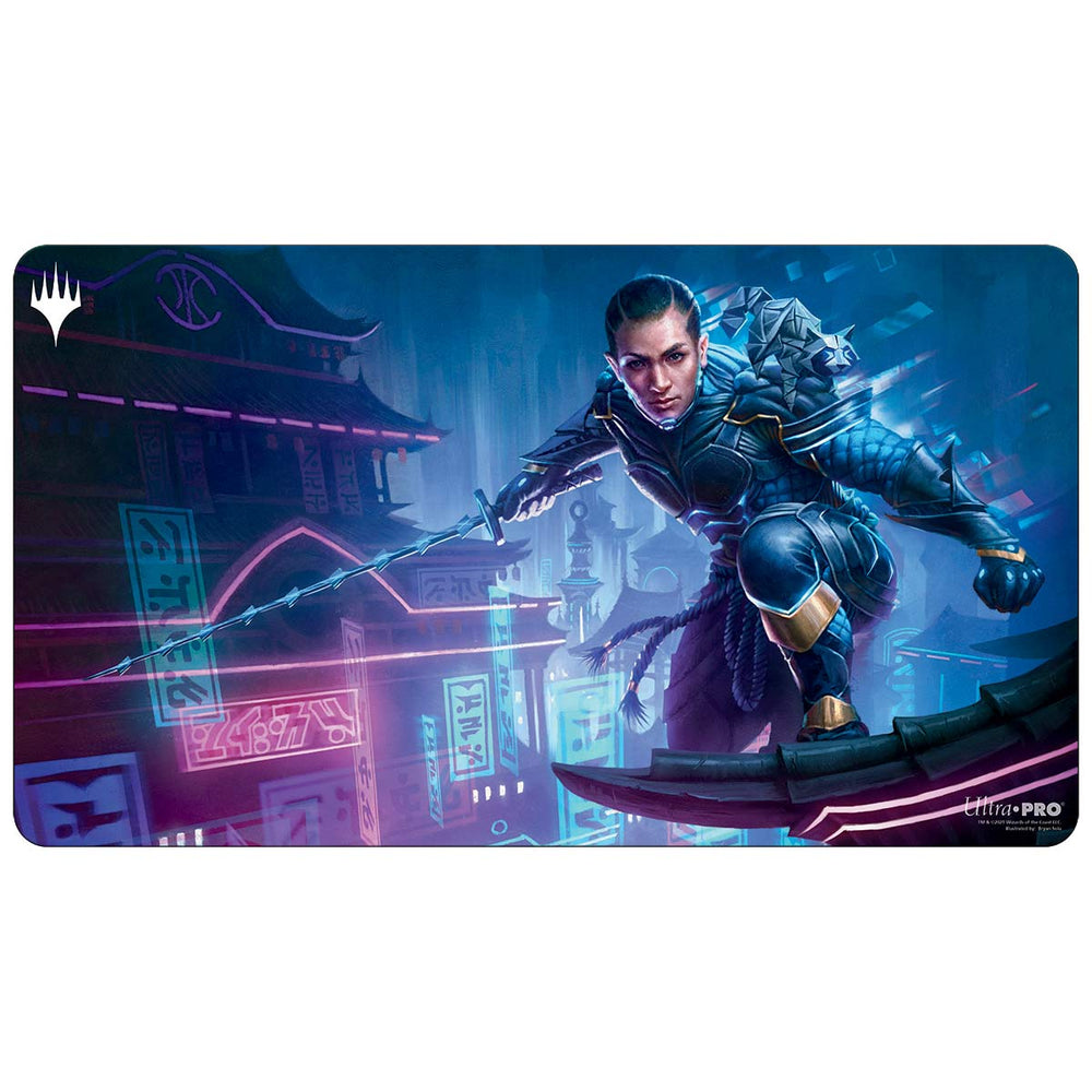 Kamigawa Neon Dynasty Playmat A featuring Kaito Shizuki for Magic: The Gathering