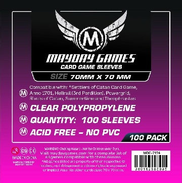 Mayday Sleeves: Standard Small Square (70mm x 70mm / 100 Count)