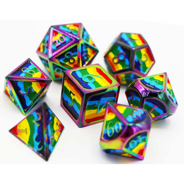 Pride Rainbow Metal Solid Dice Set