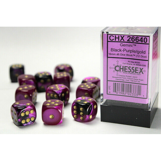 12D6 Set (16mm): Gemini Black-Purple/Gold (CHX26640)