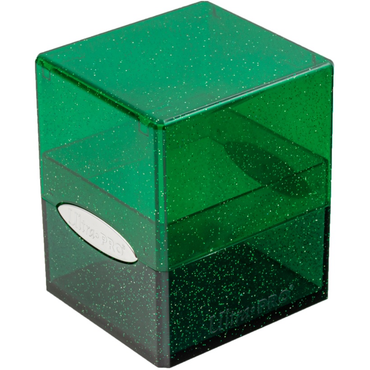 Satin Cube Deck Box: Satin Green Glitter