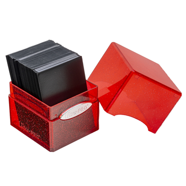 Satin Cube Deck Box: Satin Red Glitter