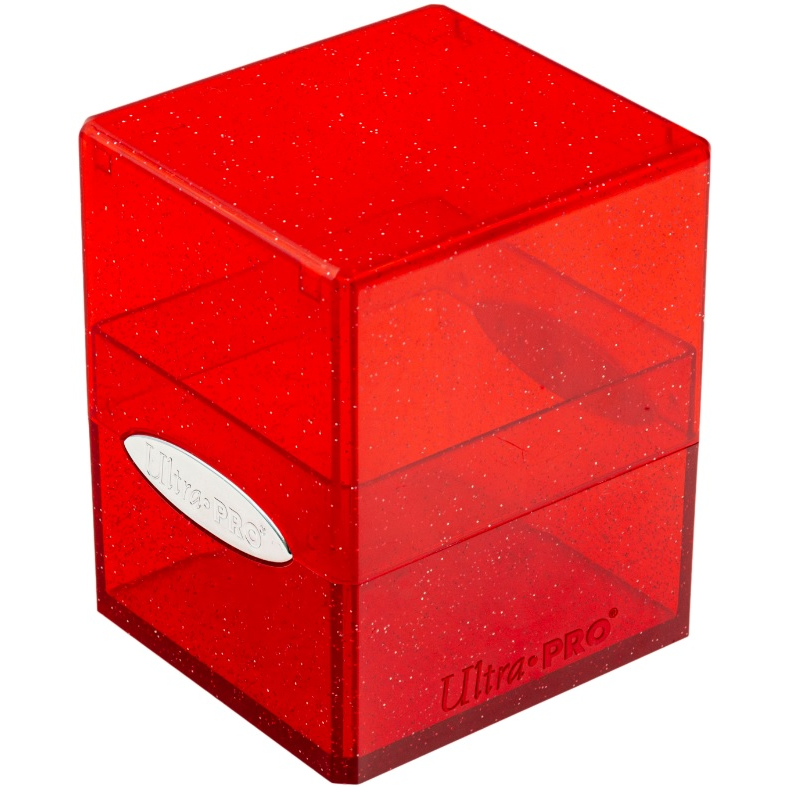 Satin Cube Deck Box: Satin Red Glitter
