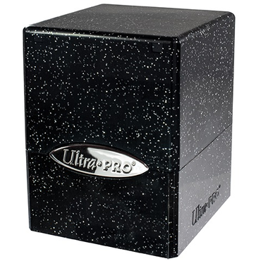 Satin Cube Deck Box: Satin Black Glitter