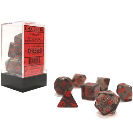 RPG Dice: Translucent Smoke/Red (CHX23018)